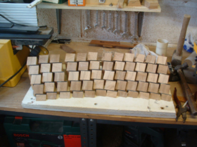 This shows the 12 wedges glued and ready for assembly.